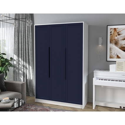 Шкаф распашной Тренд КТ-Ш3 (Белый платинум ЛДСП/ Индиго ЛМДФ) Ш1360 В2128 Г547 Шкаф распашной Тренд КТ-Ш3 (Белый платинум ЛДСП/ Индиго ЛМДФ) Ш1360 В2128 Г547